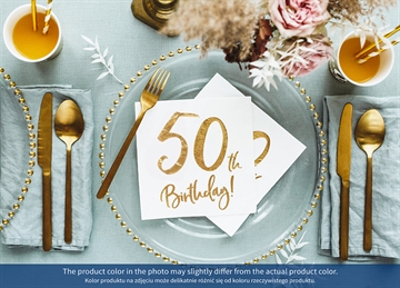 Serviet "50th Birthday" Hvid Guld